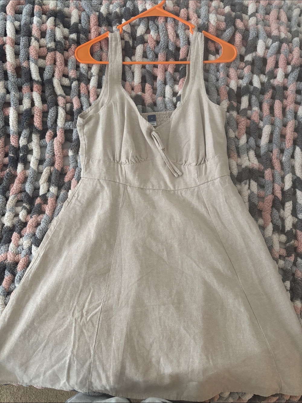 Old Navy Beige Sleeveless A-Line Midi Dress